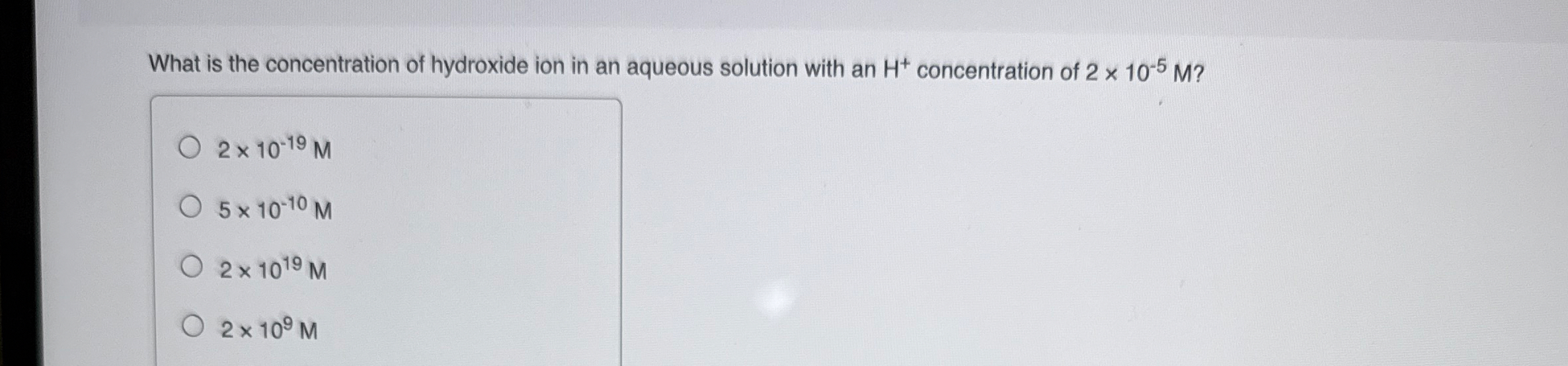 Solved What is the concentration of hydroxide ion in an | Chegg.com