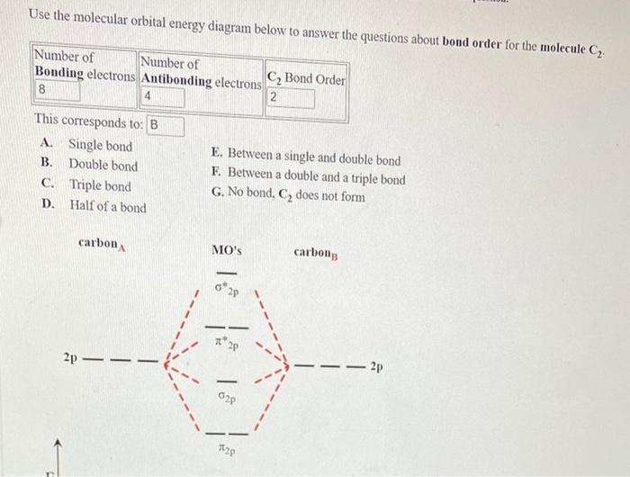 Solved Use the molecular orbital energy diagram below to | Chegg.com
