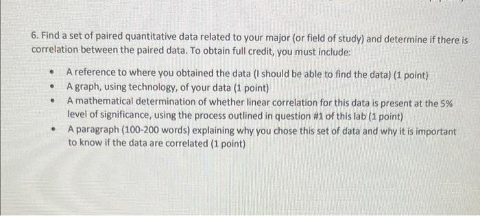 Solved 6. Find a set of paired quantitative data related to | Chegg.com