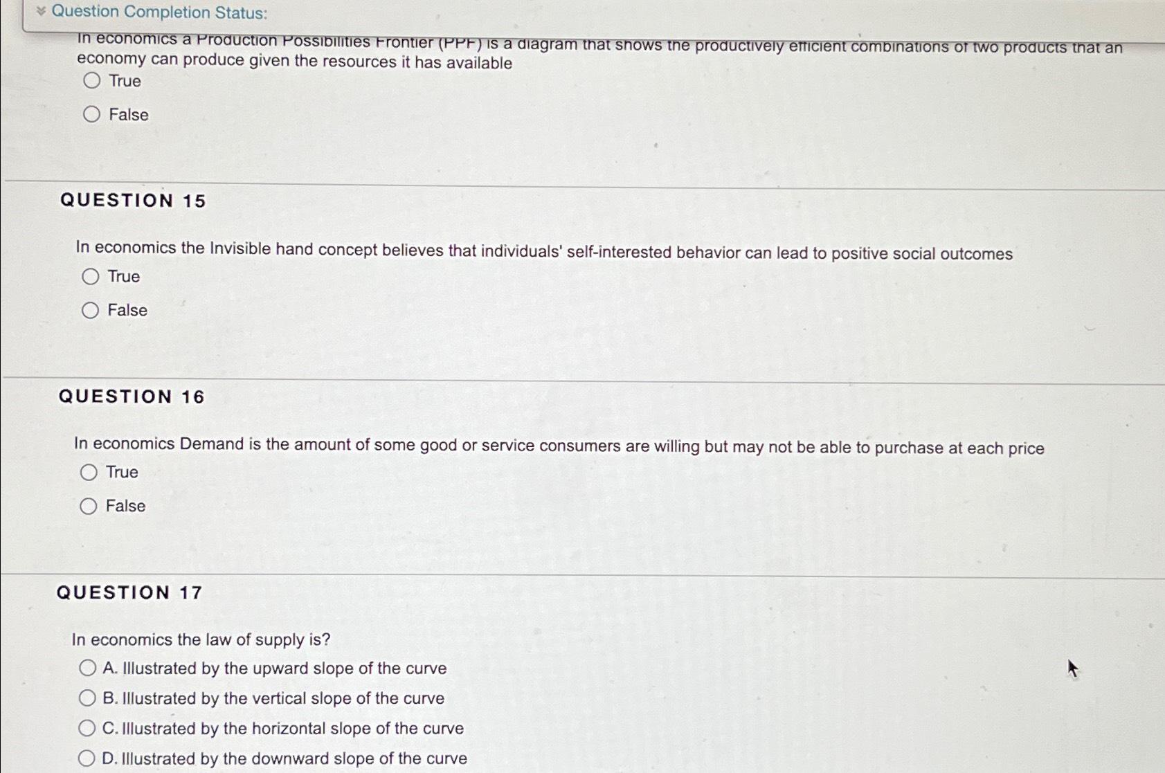 Solved Question Completion Status:In economics a production | Chegg.com