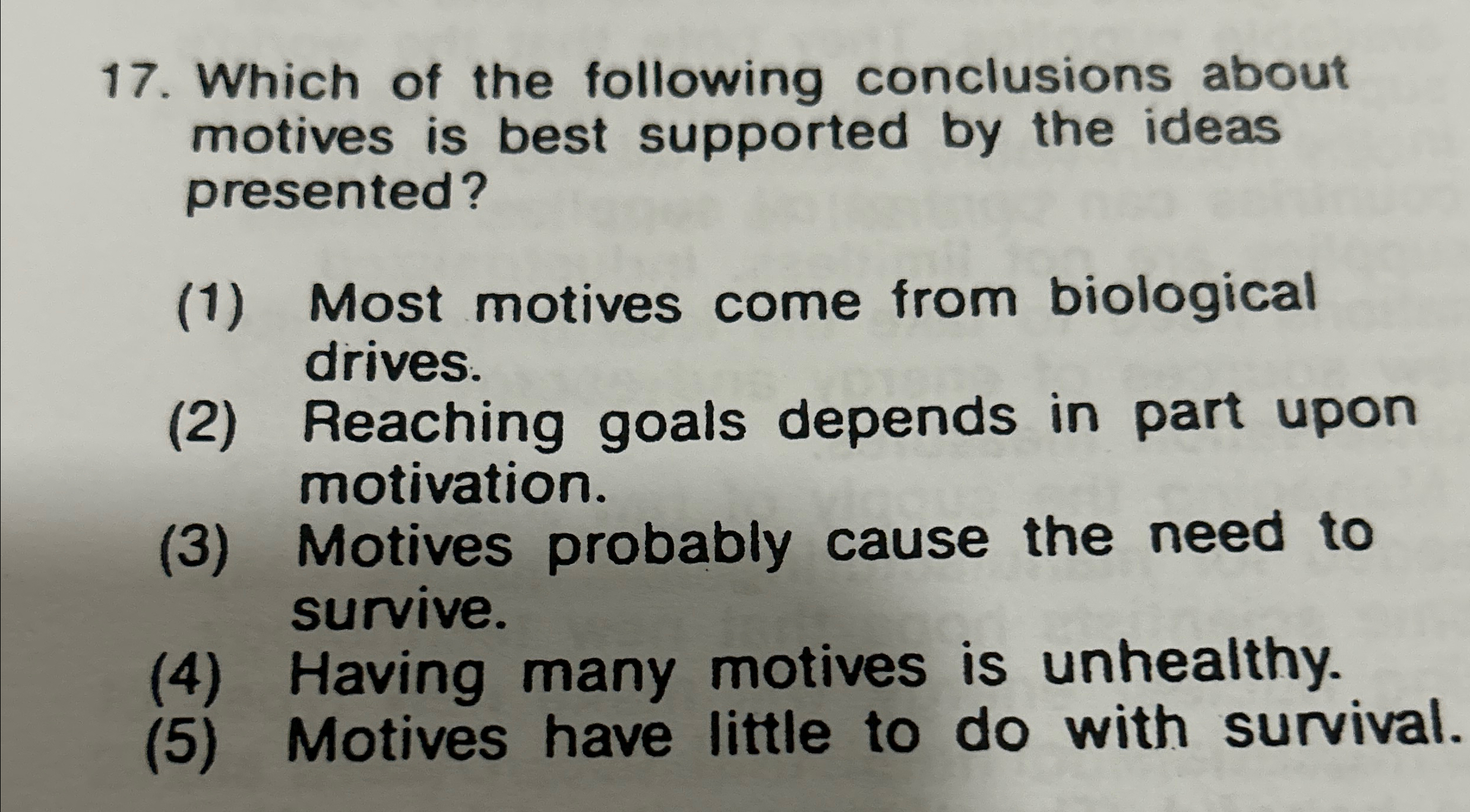 Which of the following conclusions about motives is | Chegg.com