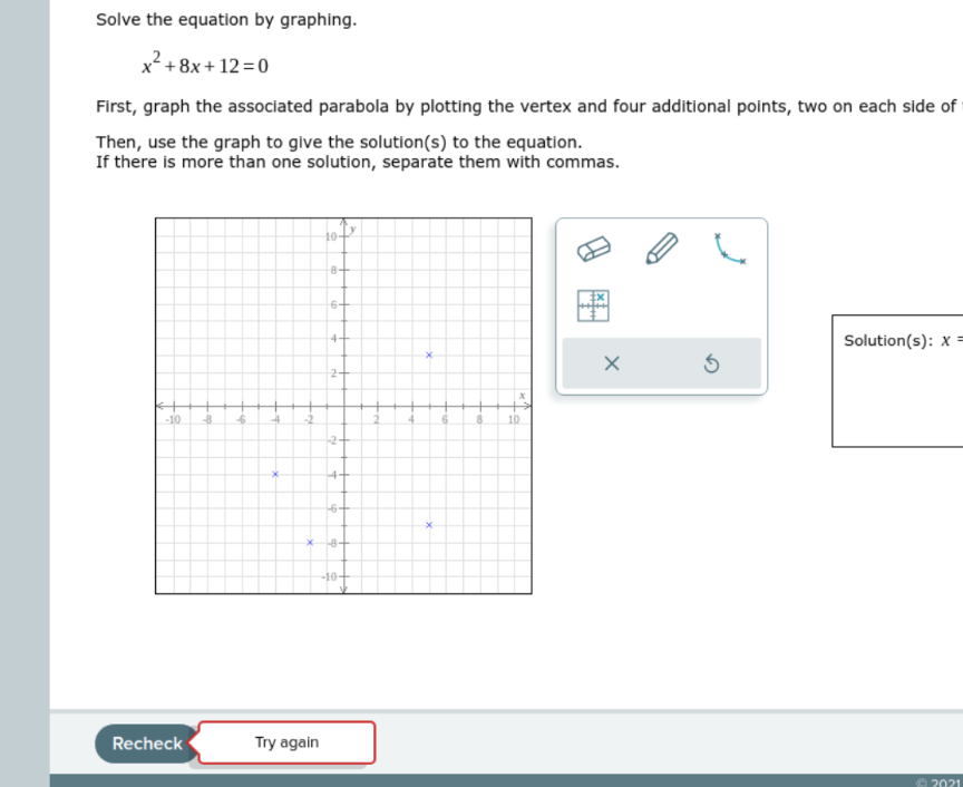Solved Solve the equation by graphing. 2 + 8x + 12 = 0 | Chegg.com