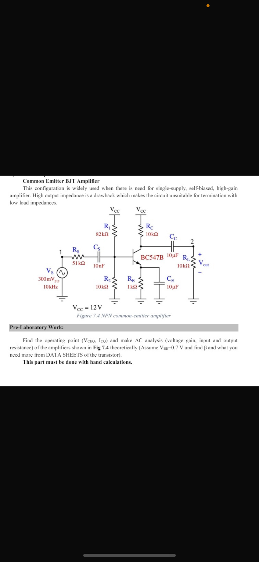 Solved Common Emitter BJT AmplifierThis configuration is | Chegg.com