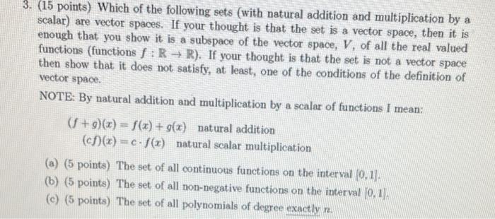 Solved 3. (15 points) Which of the following sets (with | Chegg.com
