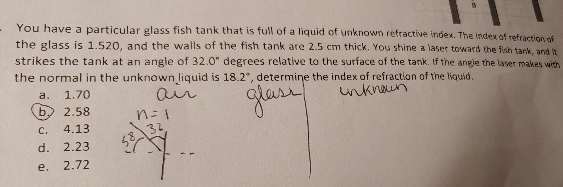 Solved B You have a particular glass fish tank that is full | Chegg.com