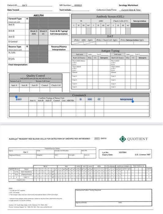 Patient ab: Giel] Date Tested: Mn Number rogecel. | Chegg.com