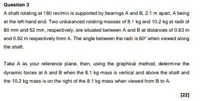 Solved Question 3 A shaft rotating at 180 rev/min is | Chegg.com