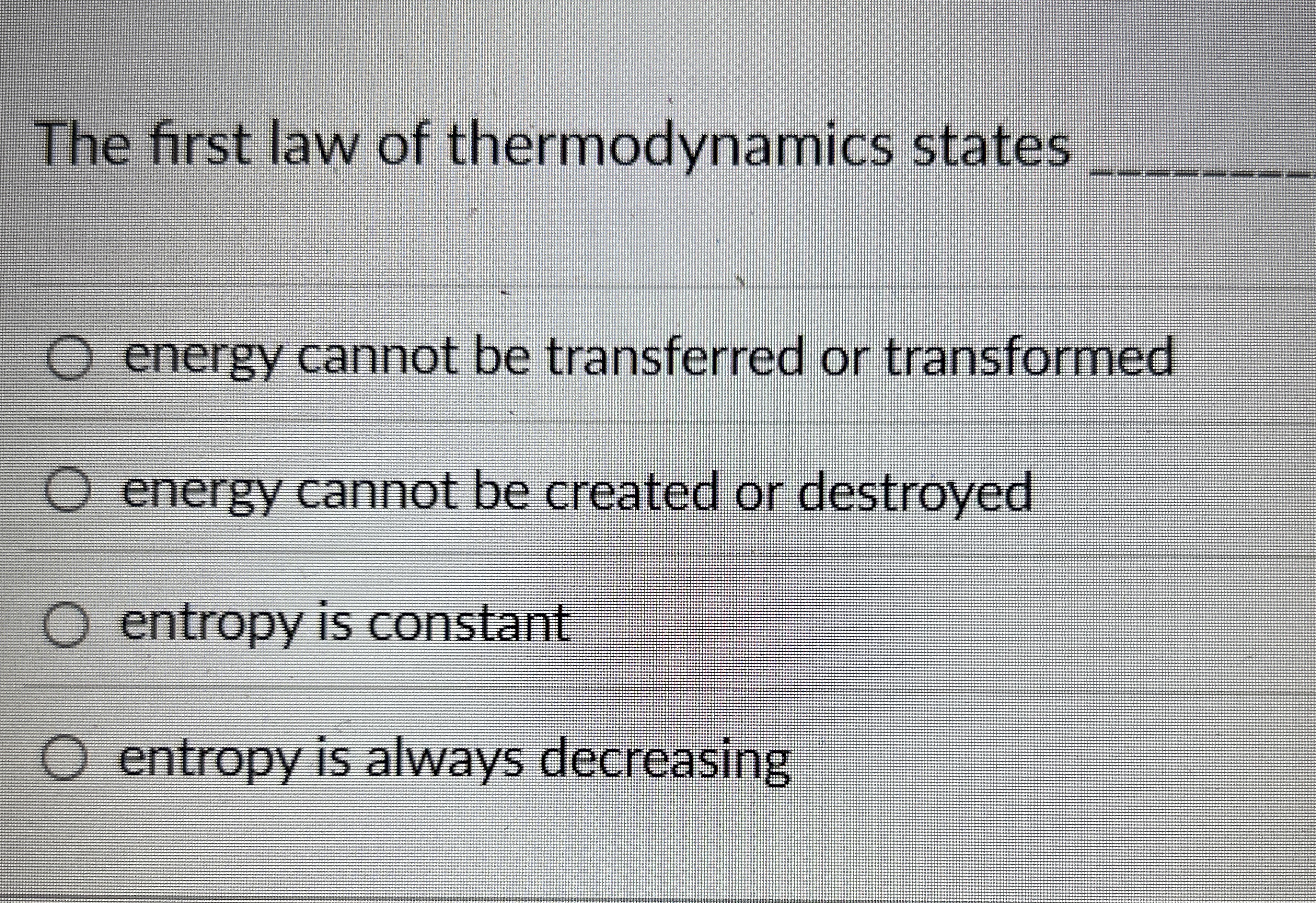 Solved The first law of thermodynamics states q,energy
