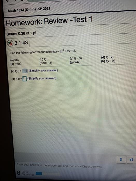 Solved Math 1314 Online Sp 21 Homework Review Test Chegg Com