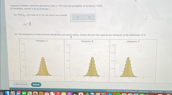 Solved Suppose X follows a binomial distribution with n=45 | Chegg.com