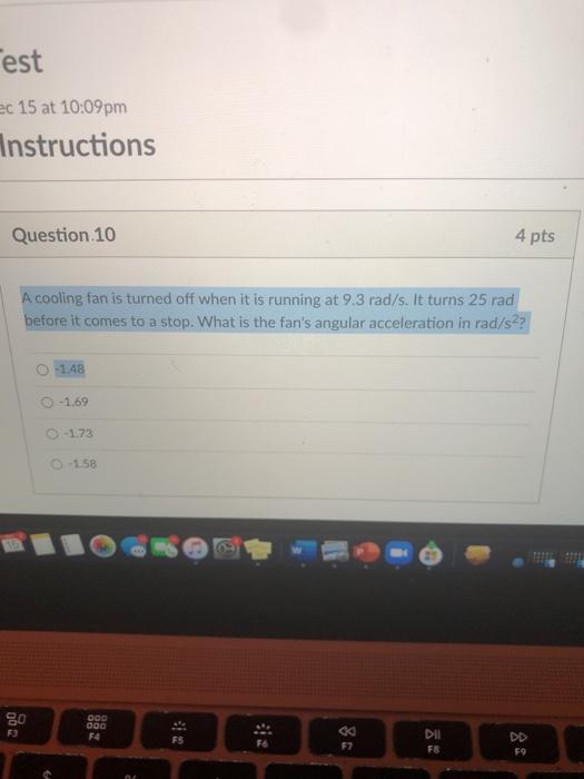 Solved est ec 15 at 10:09 pm Instructions Question 10 4 pts | Chegg.com