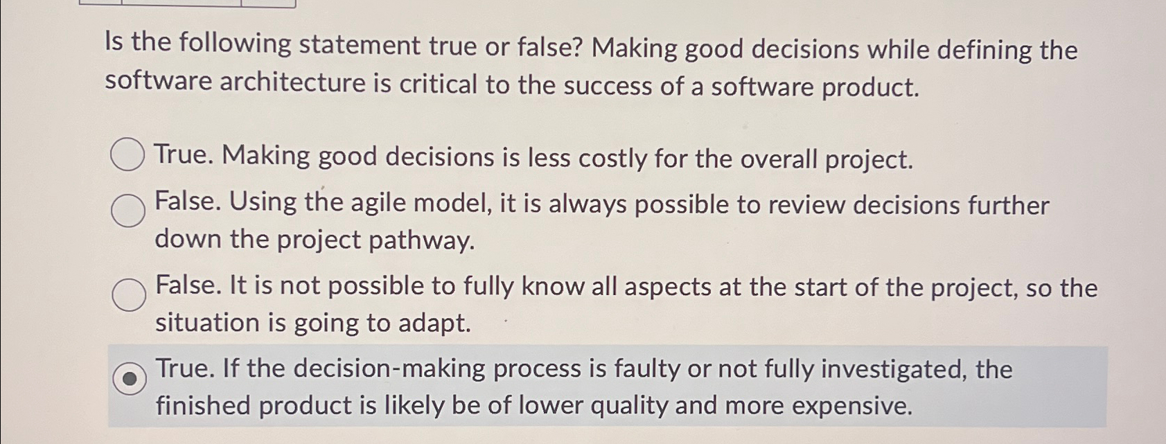 Solved Is the following statement true or false? Making good | Chegg.com