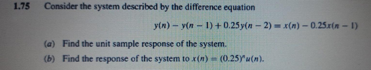 Solved 1.75 Consider the system described by the difference | Chegg.com