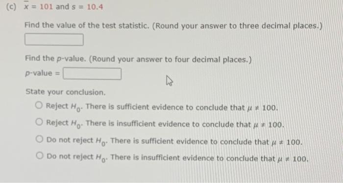 Solved Consider The Following Hypothesis Test Ho D 100 7572