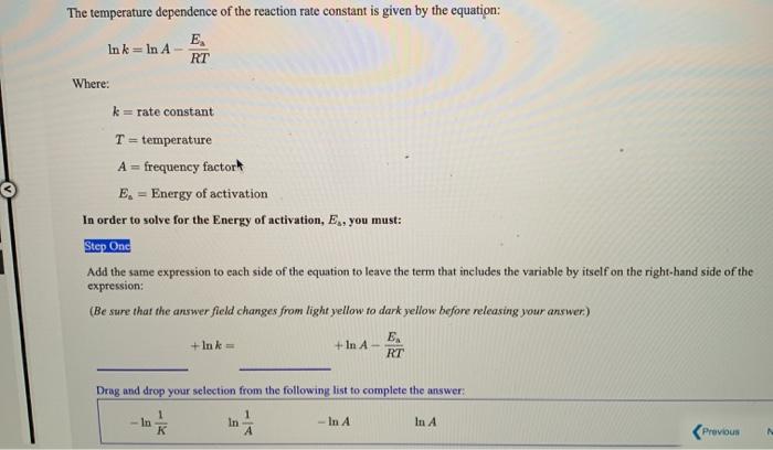 Solved The temperature dependence of the reaction rate | Chegg.com