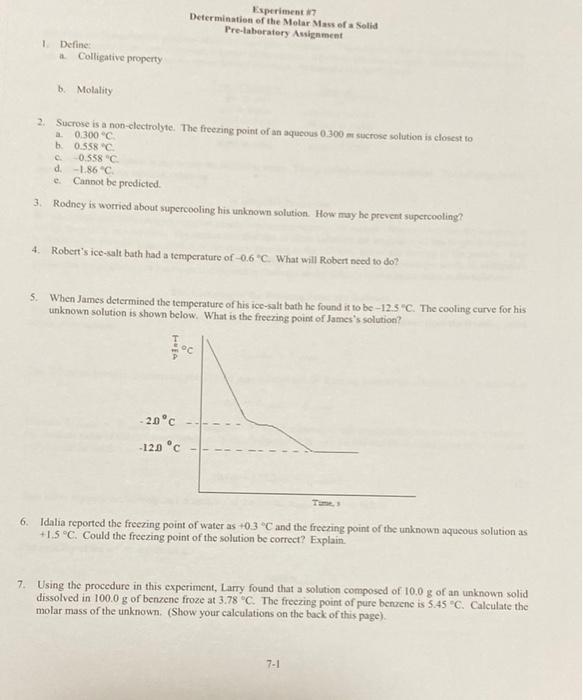 Solved Esperimenti Determination Of The Molar Mass Of Solid | Chegg.com