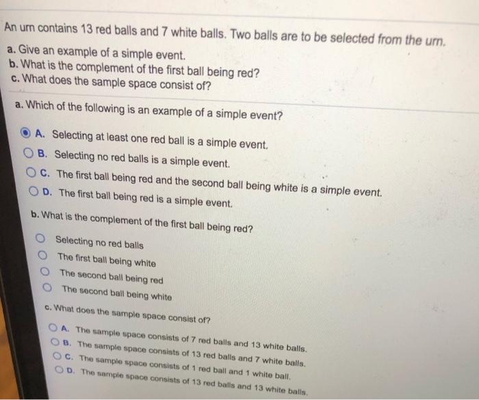 An Urn Contains 13 Red Balls And 7 White Balls Two Chegg 