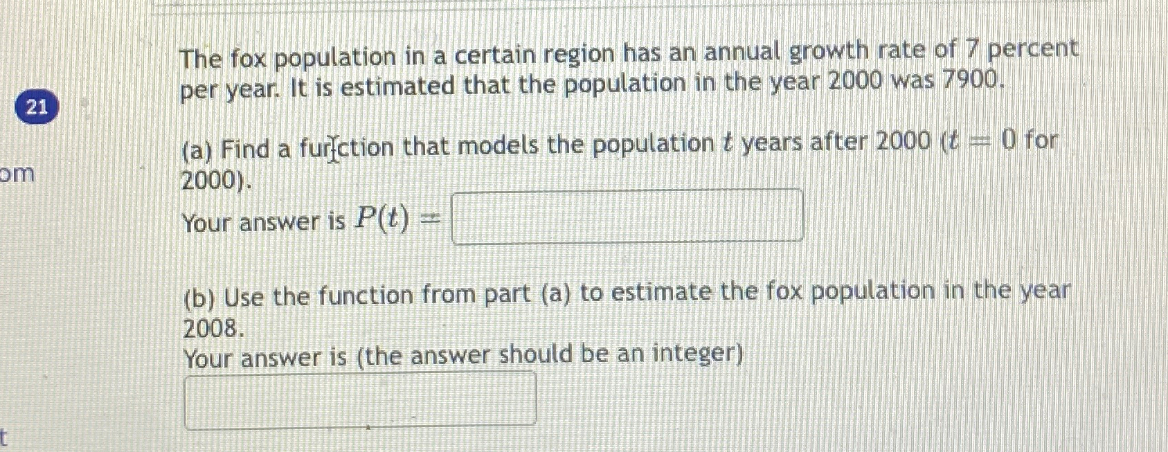 Solved The fox population in a certain region has an annual | Chegg.com
