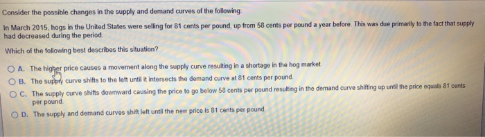 Solved Consider the possible changes in the supply and | Chegg.com