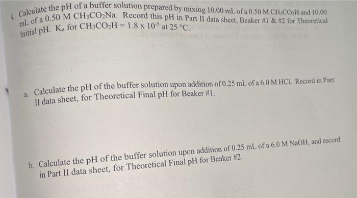 Solved Calculate The PH Of A Buffer Solution Prepared By | Chegg.com