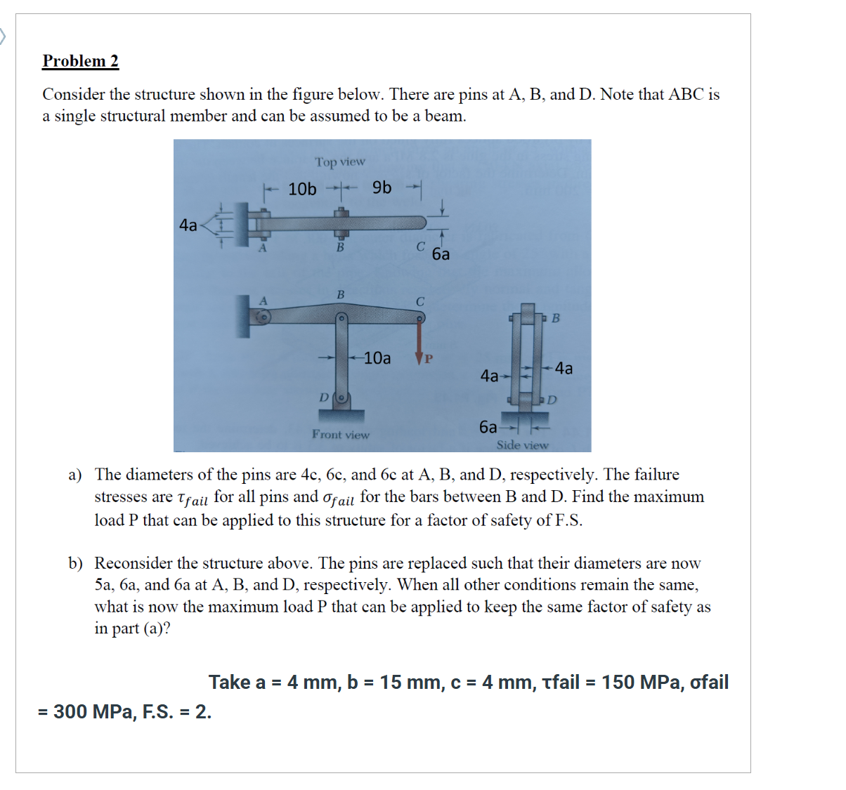 Solved Problem 2Consider the structure shown in ﻿the figure | Chegg.com