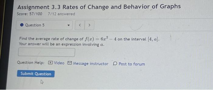 assignment 3.3 rates of change and behavior of graphs