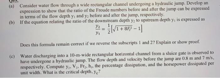 Solved (a) Consider Water Flow Through A Wide Rectangular | Chegg.com