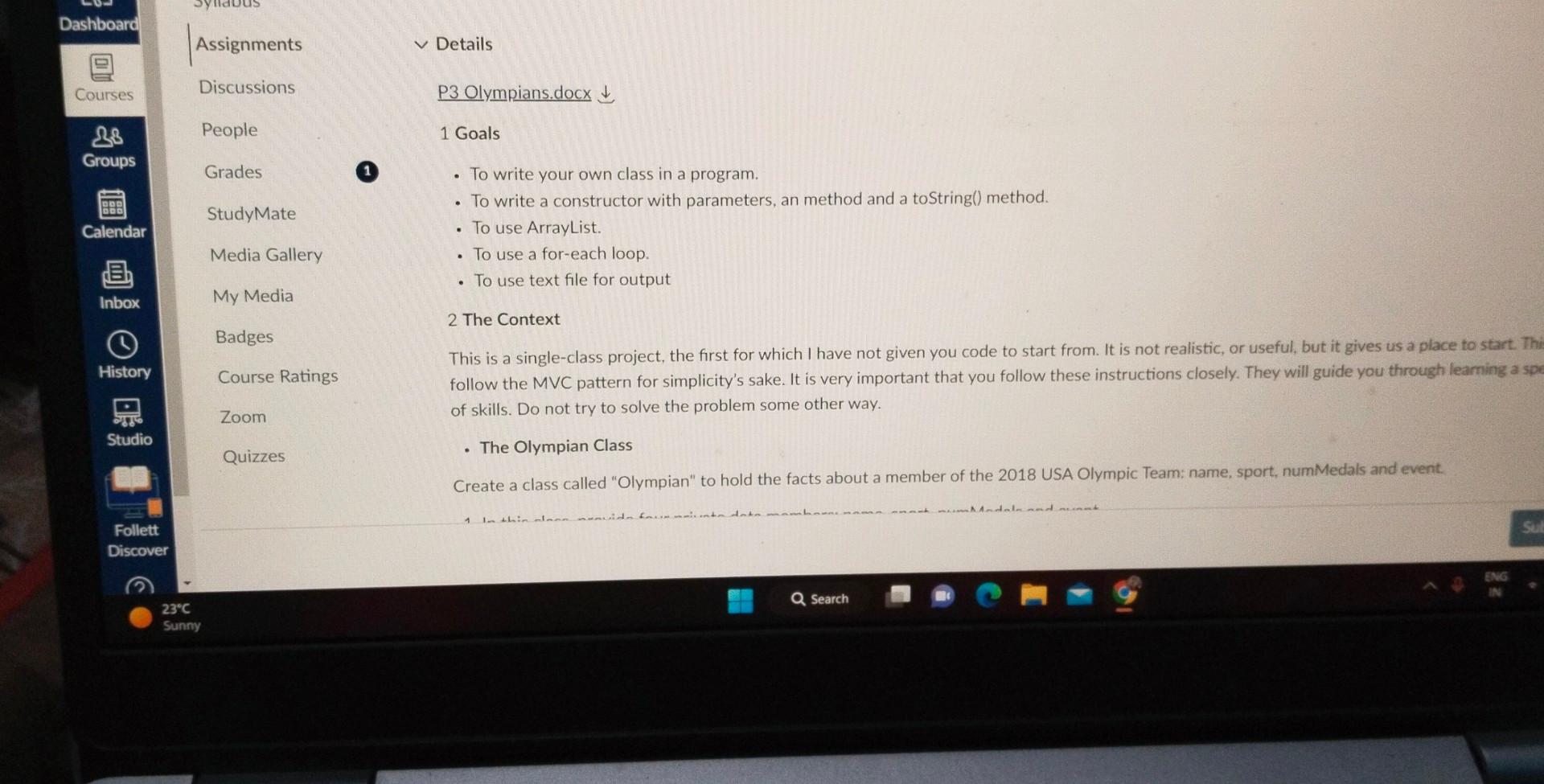 Solved 1 Goals - To write your own class in a program. - To | Chegg.com