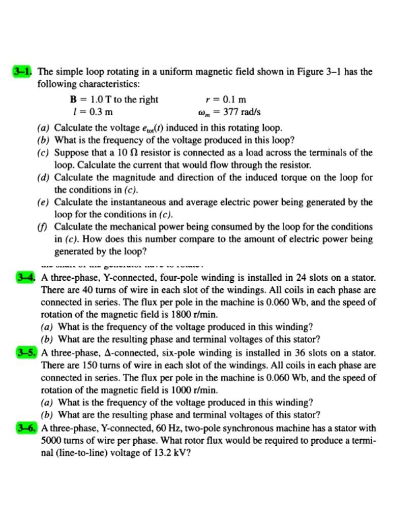 Solved The Simple Loop Rotating In A Uniform Magnetic Field 0996