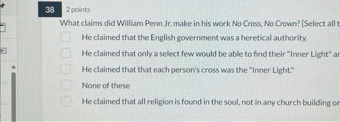 2 points What claims did William Penn Jr. make in his | Chegg.com