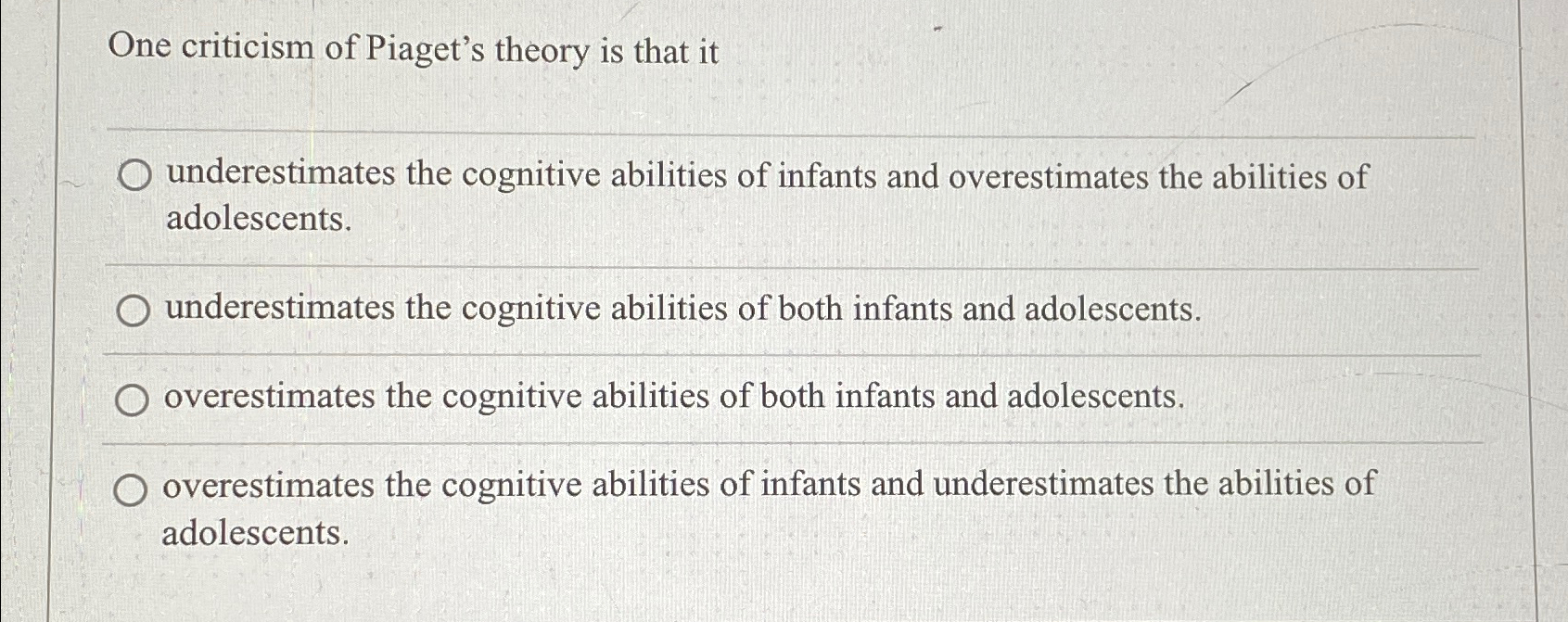 One of the most important criticisms of piaget's theory of cognitive development is that hotsell