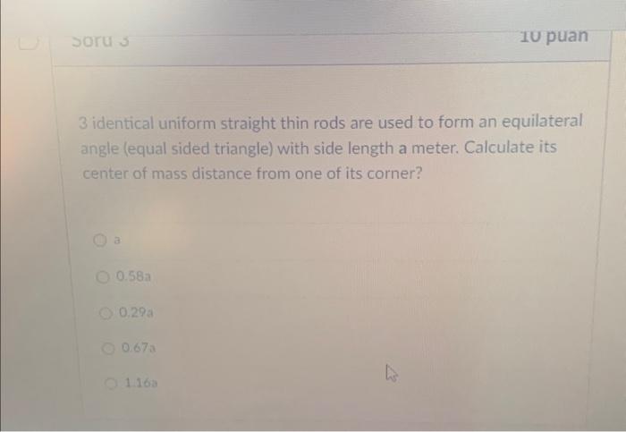 Solved 3 identical uniform straight thin rods are used to | Chegg.com
