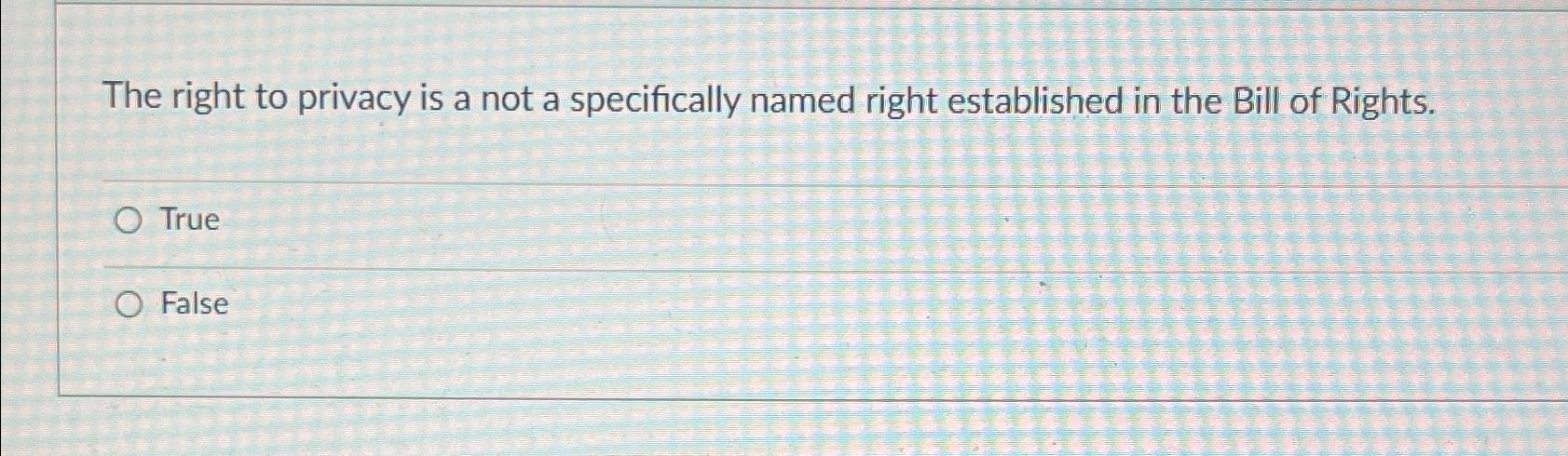 Solved The right to privacy is a not a specifically named | Chegg.com