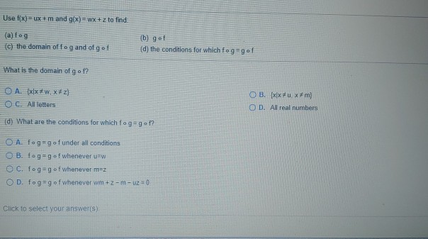 Solved Use Fx X M And G X X Z To Find A Fog C T Chegg Com