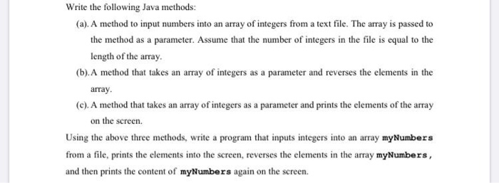 Solved Write The Following Java Methods A A Method To