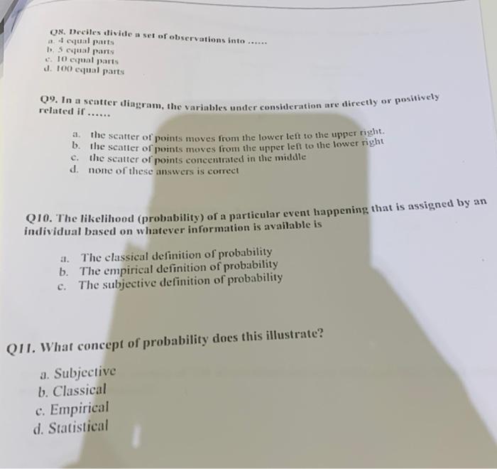 Solved Os. Deciles divide a set of observations into ...... | Chegg.com