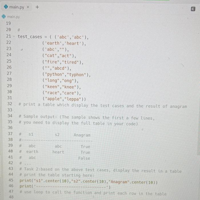 Solved main.pymain.py \# print a table which display the | Chegg.com