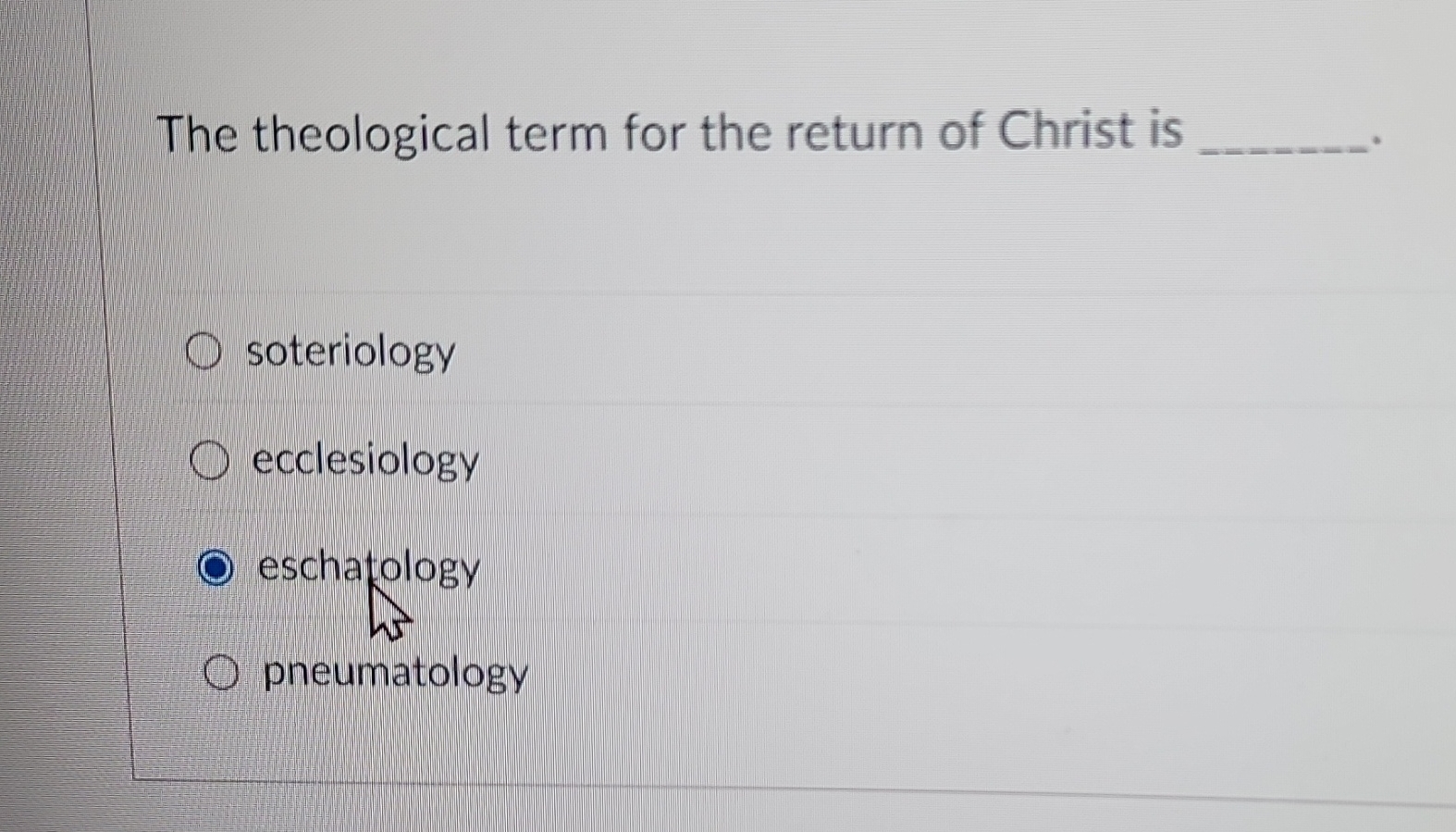 Solved The theological term for the return of Christ is | Chegg.com