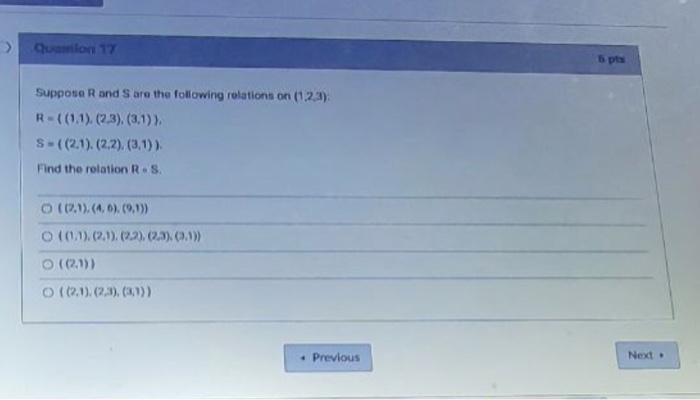 Solved Suppose R And S Are The Following Relations On (1.23) | Chegg.com
