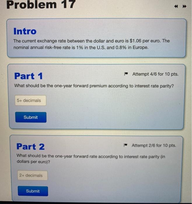 Solved Problem 17 Intro The Current Exchange Rate Between | Chegg.com