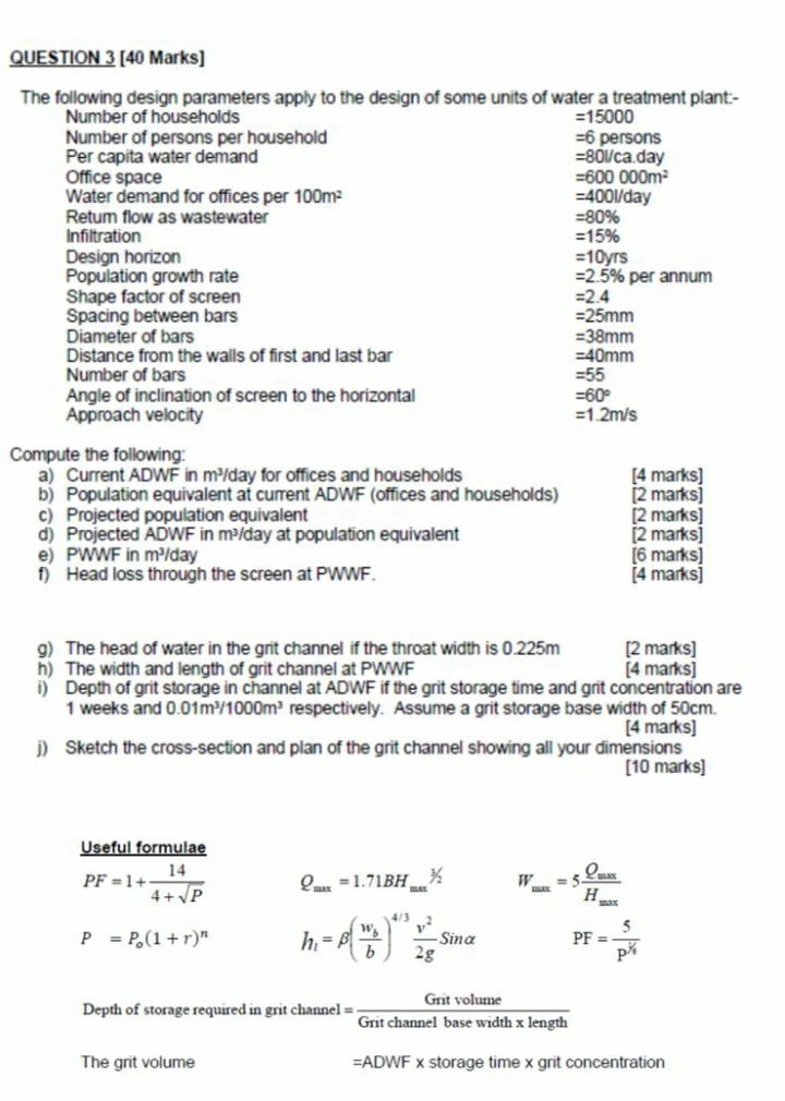 Solved QUESTION Marks]The following design parameters apply | Chegg.com