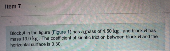 Solved Item 7 Block A In The Figure (Figure 1) Has A Mass Of | Chegg.com