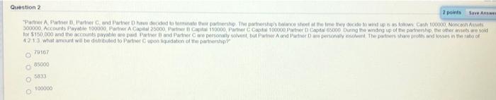 Solved Question 2 2 points Save Answer Partner Auto Partner | Chegg.com