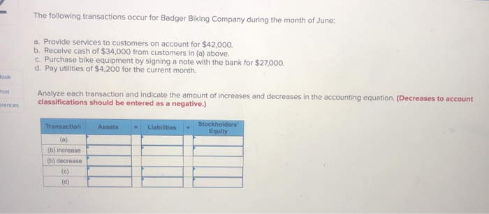 Solved The following transactions occur for Badger Biking | Chegg.com