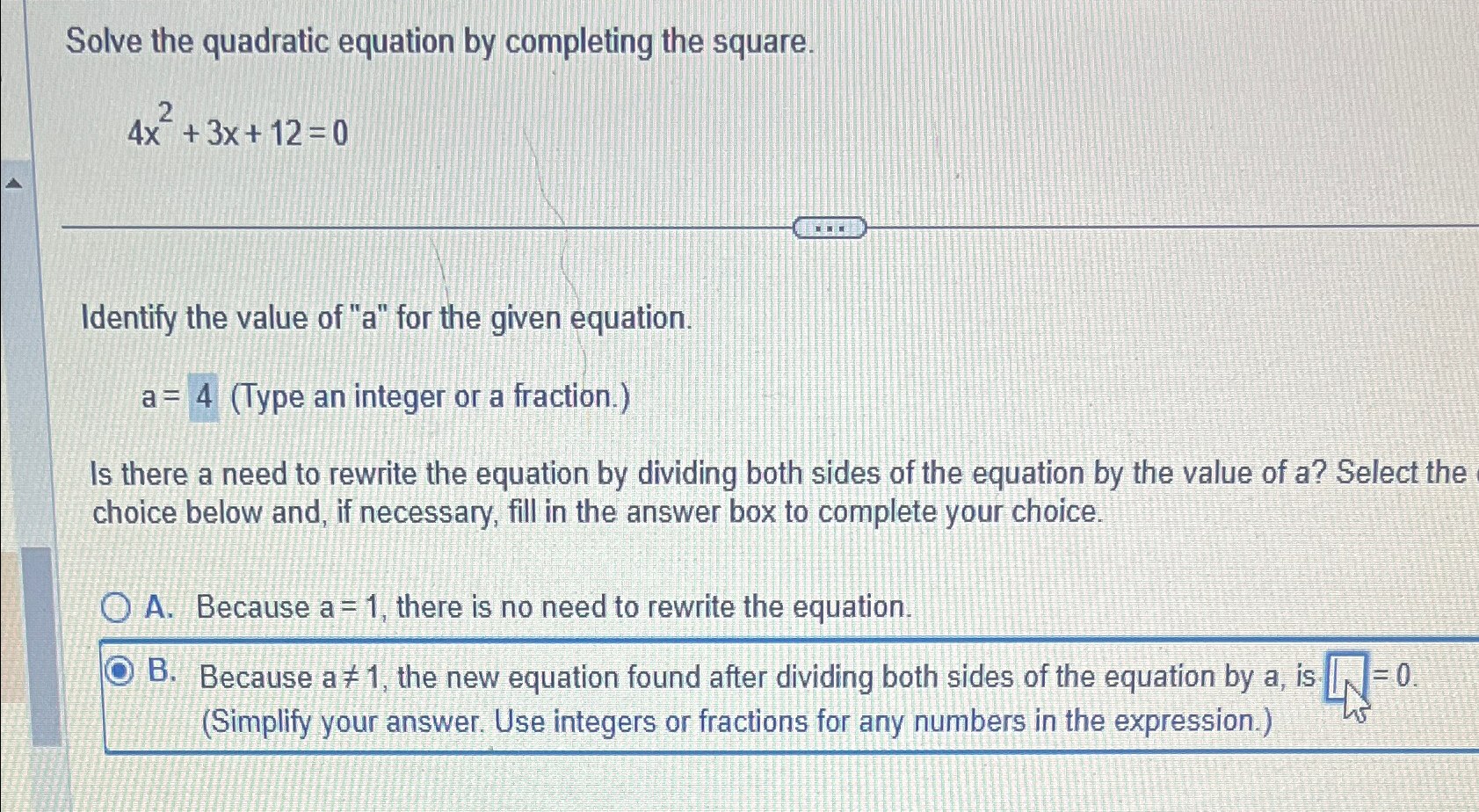 Solved Solve the quadratic equation by completing the | Chegg.com