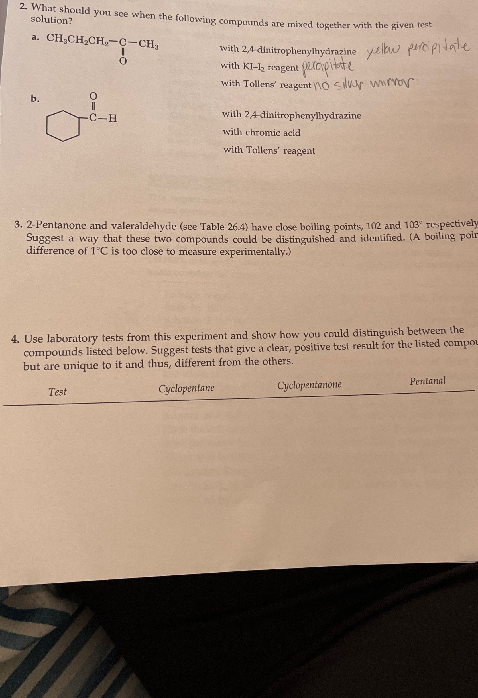 Solved What should you see when the following compounds are | Chegg.com