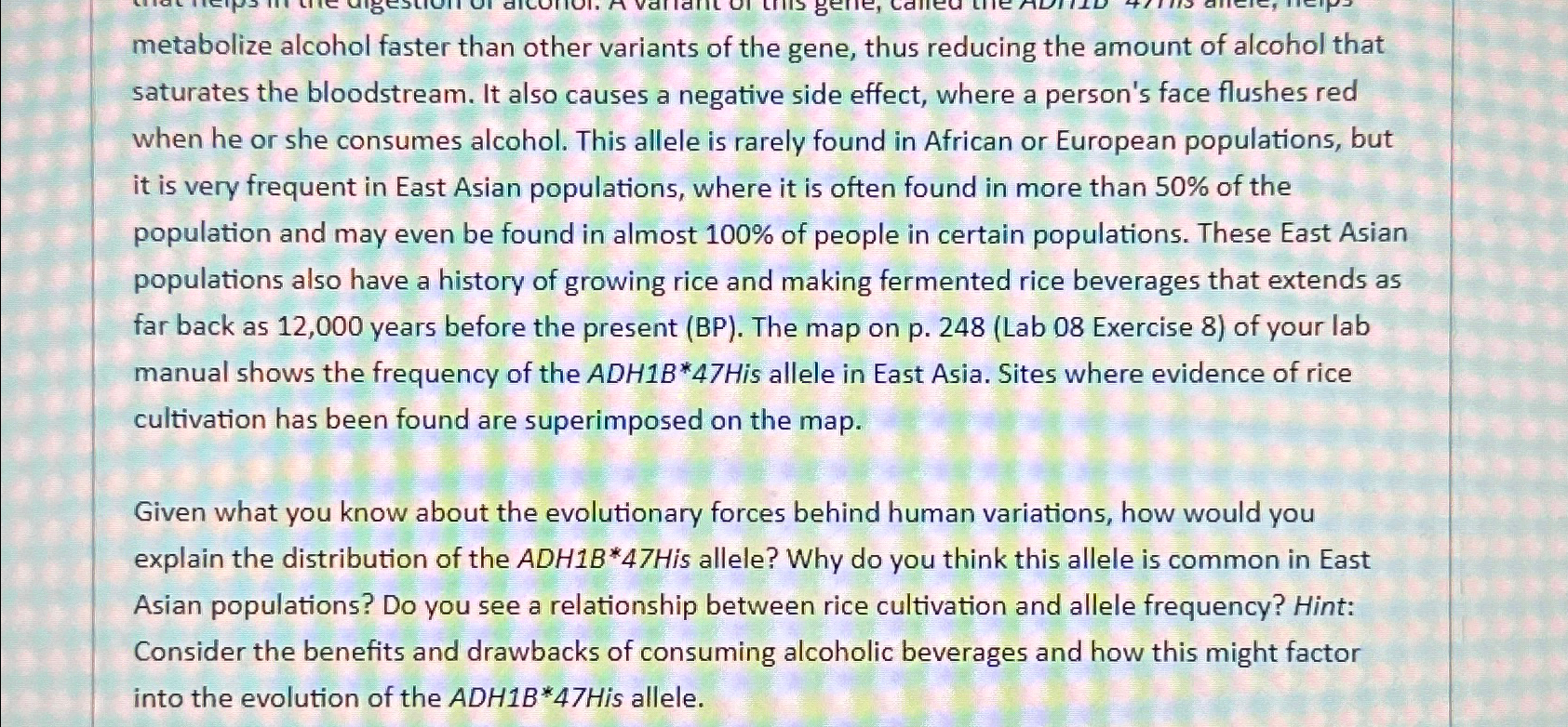 Solved metabolize alcohol faster than other variants of the