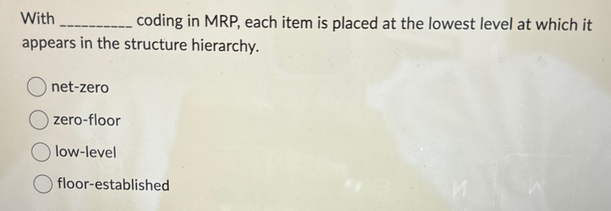 Solved Withq, ﻿coding in MRP, ﻿each item is placed at the | Chegg.com