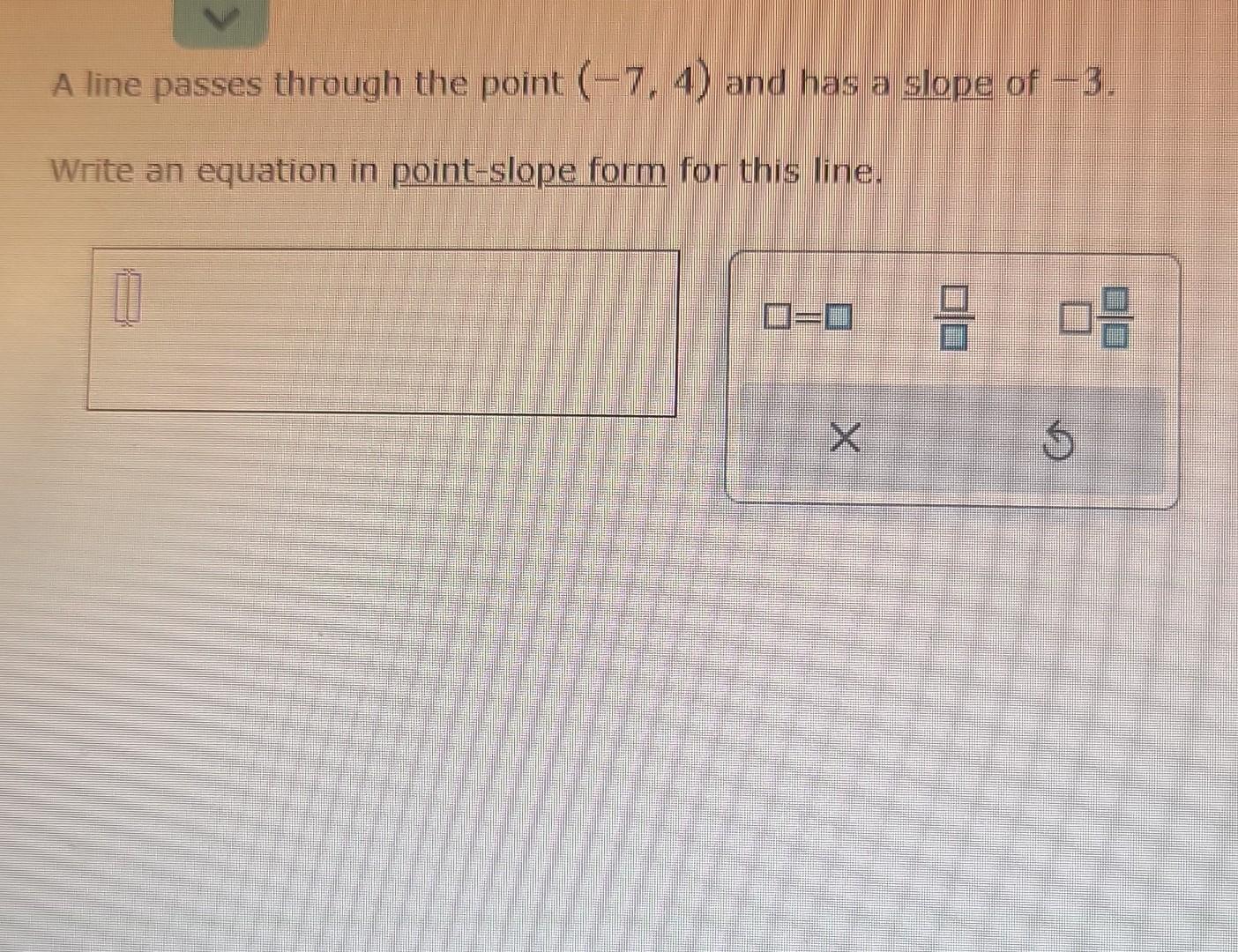 point slope equation of the line through 2 3 and 7 4