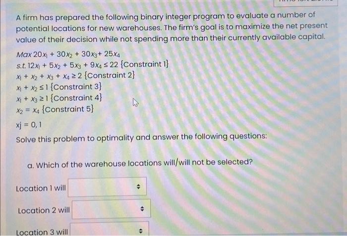 Solved A Firm Has Prepared The Following Binary Integer 2678